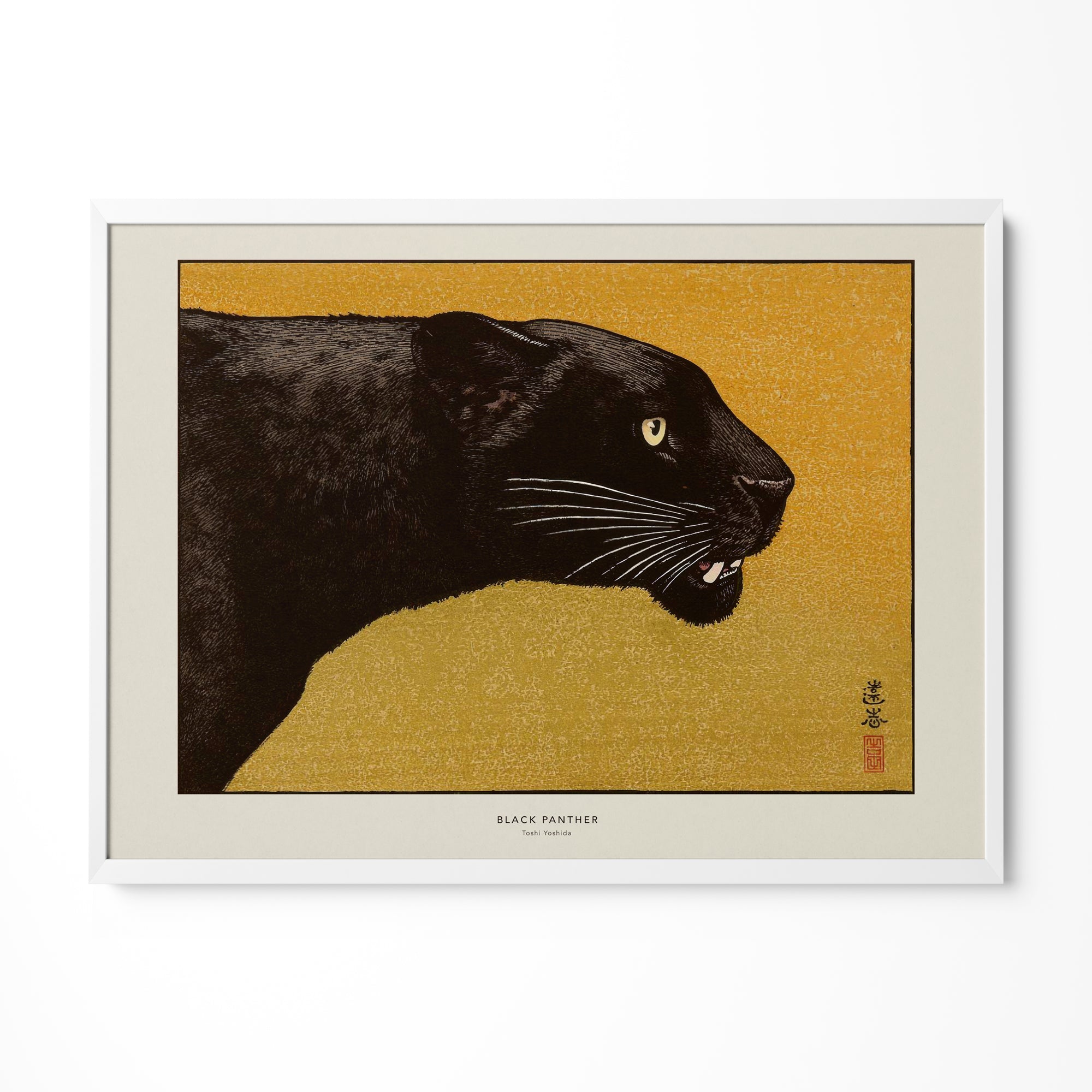 a picture of a black cat on a yellow background