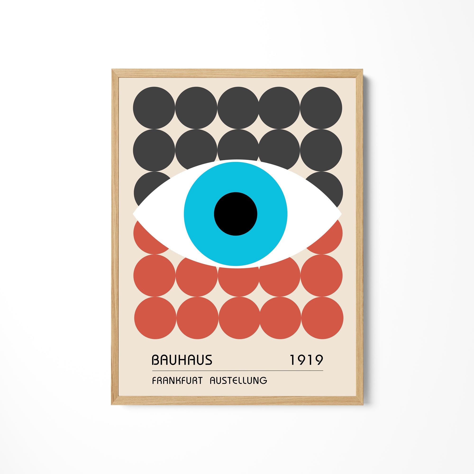 a poster of a blue eye surrounded by circles