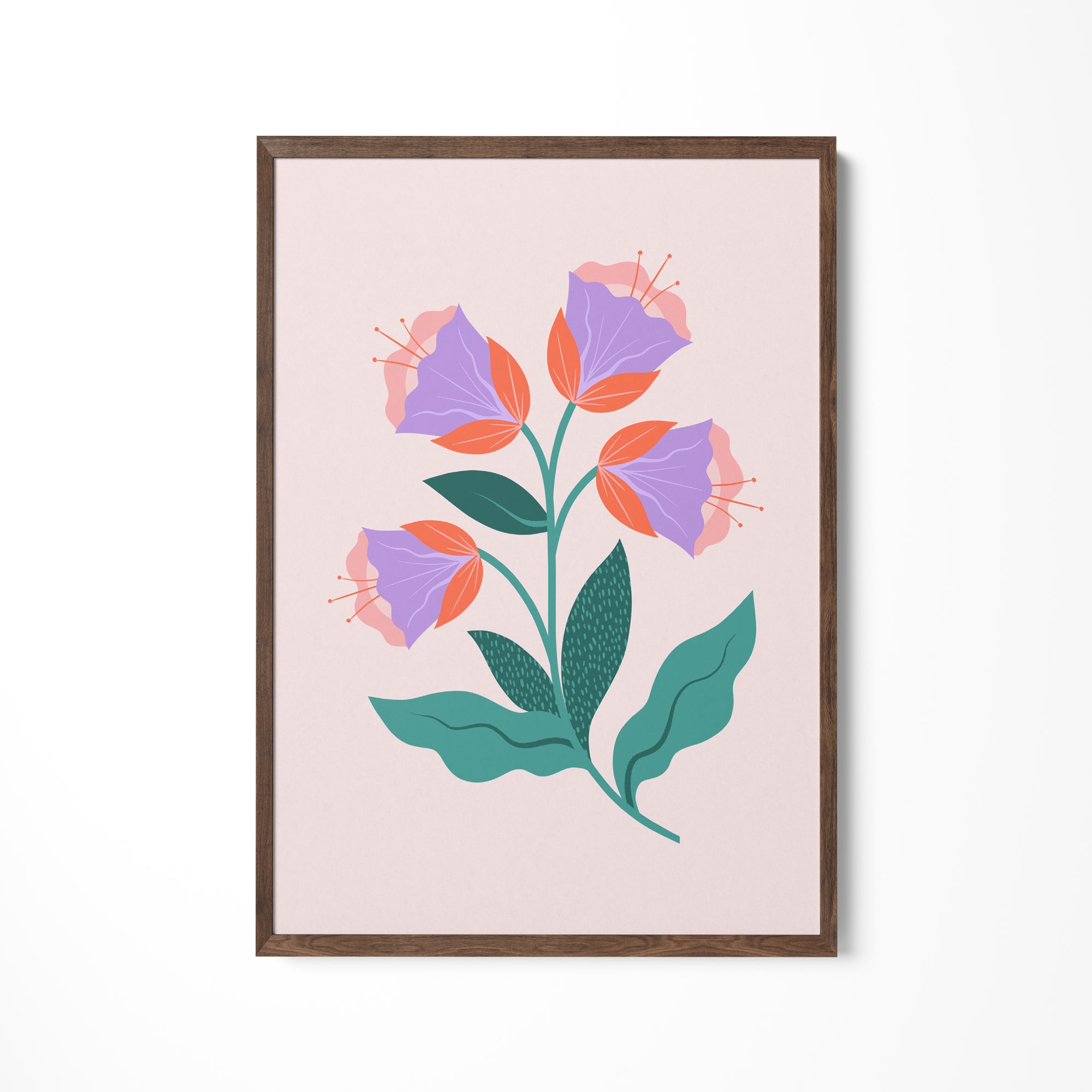 a painting of flowers on a pink background