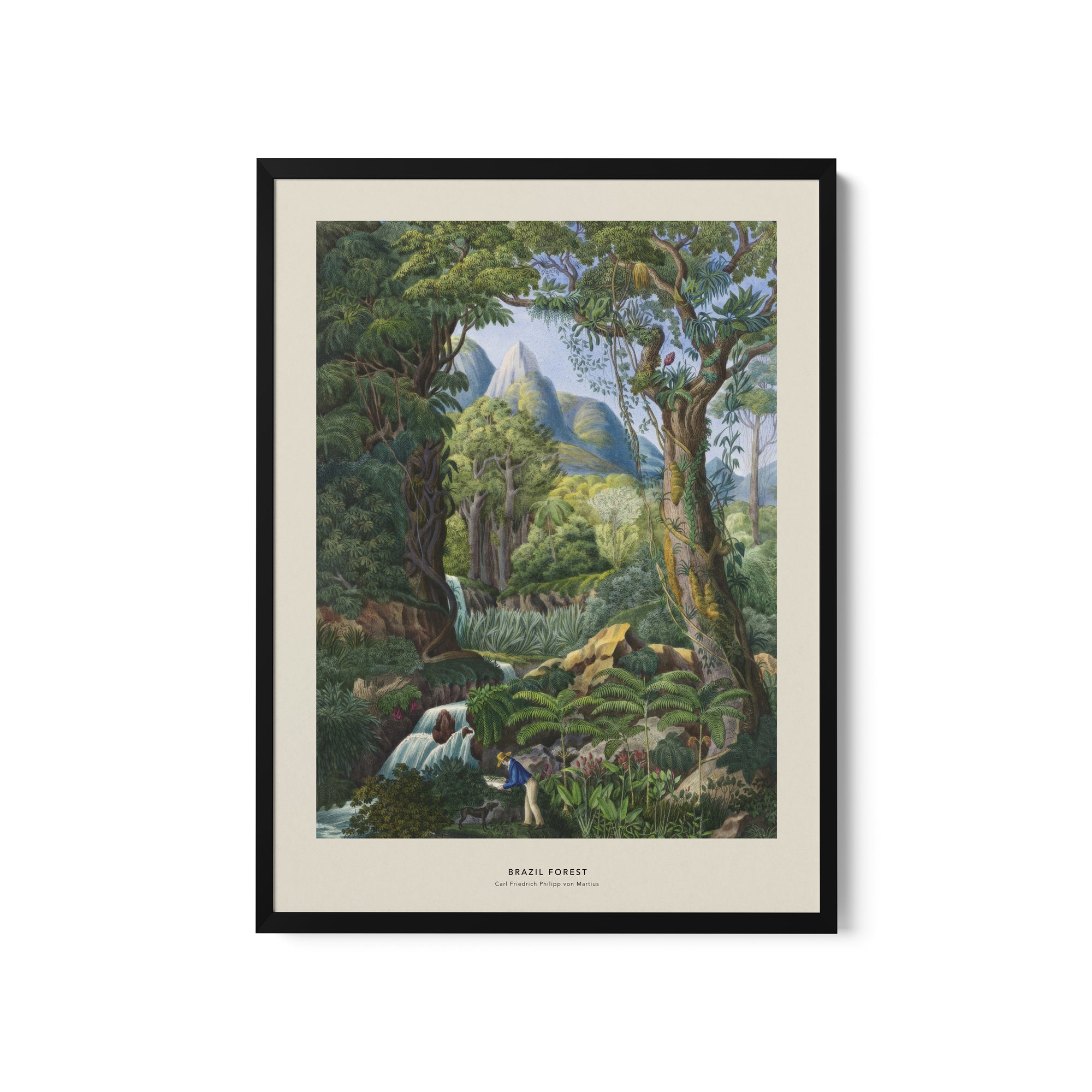 a painting of people in a forest