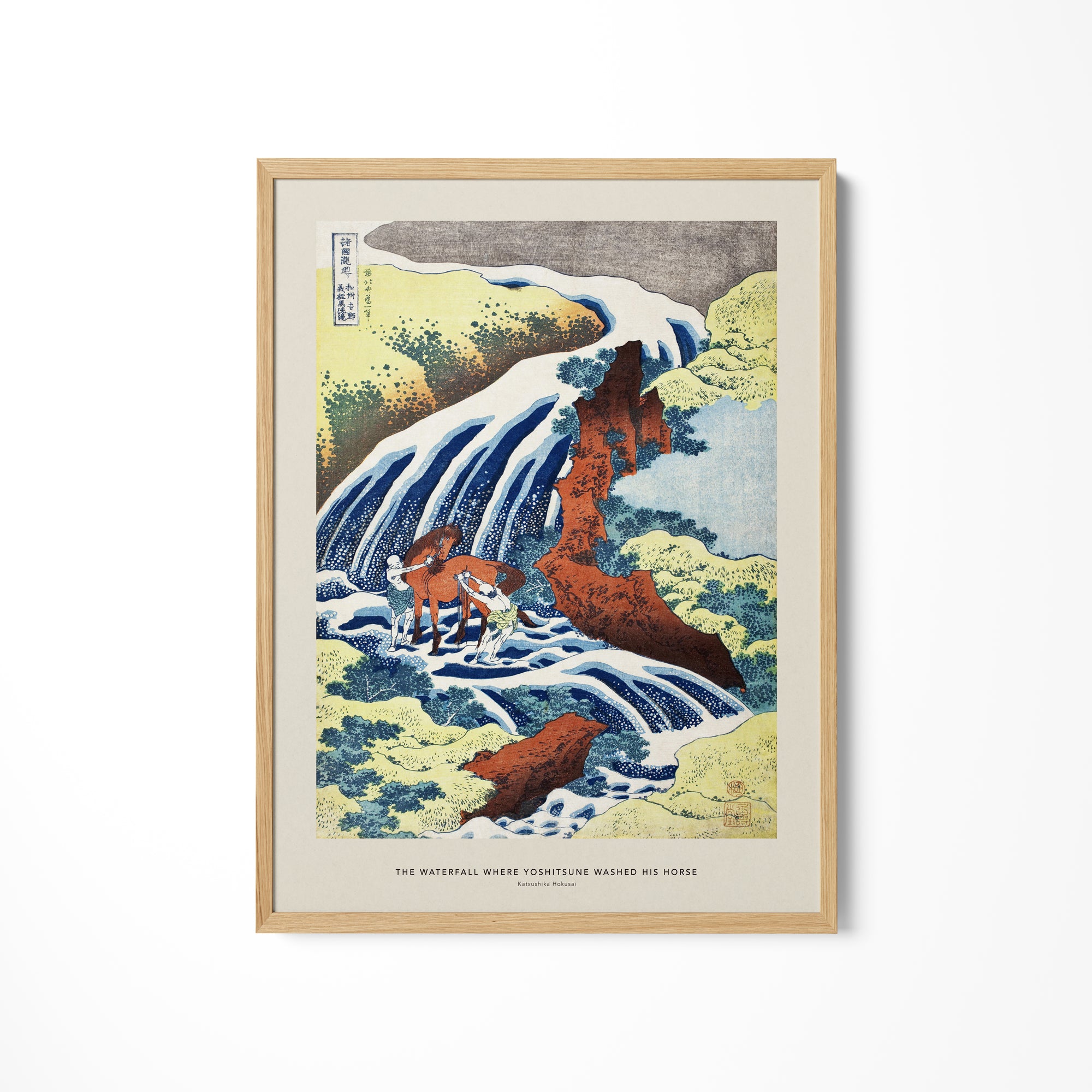 a painting of a waterfall with bears in it