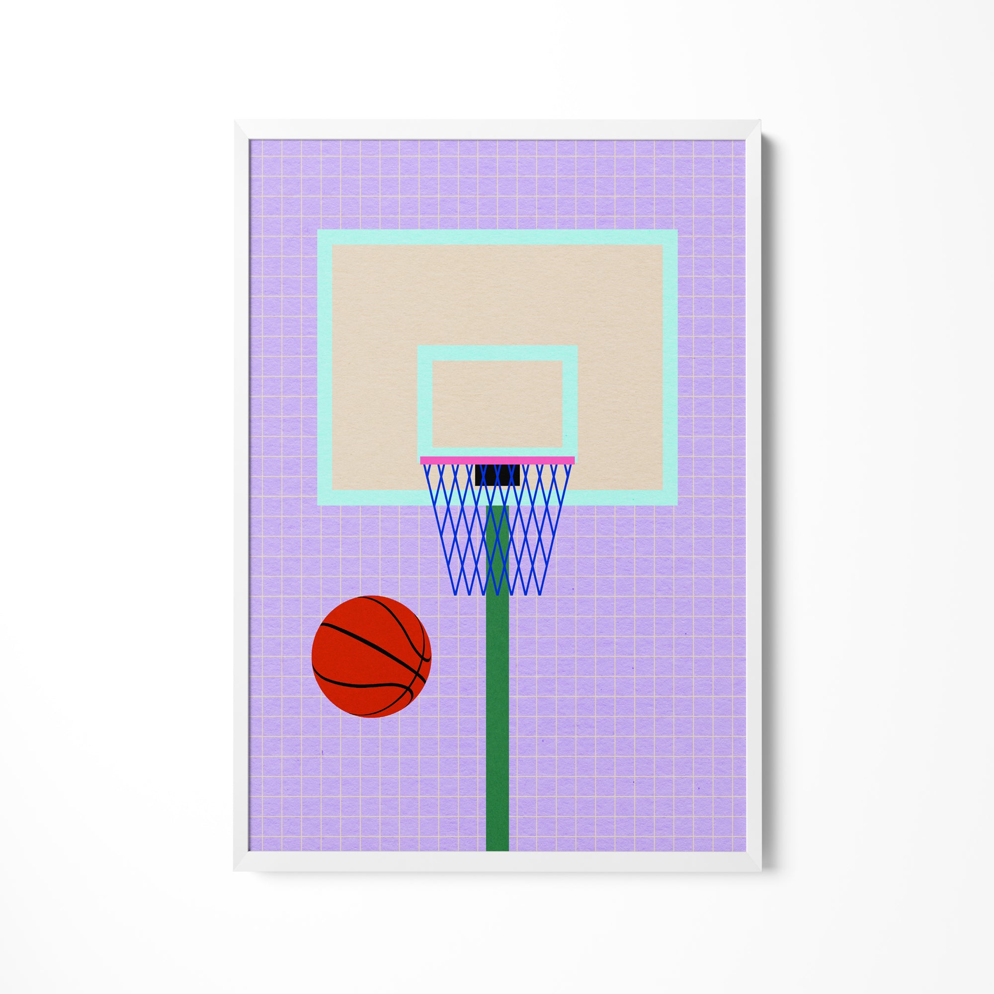 a picture of a basketball going through a hoop