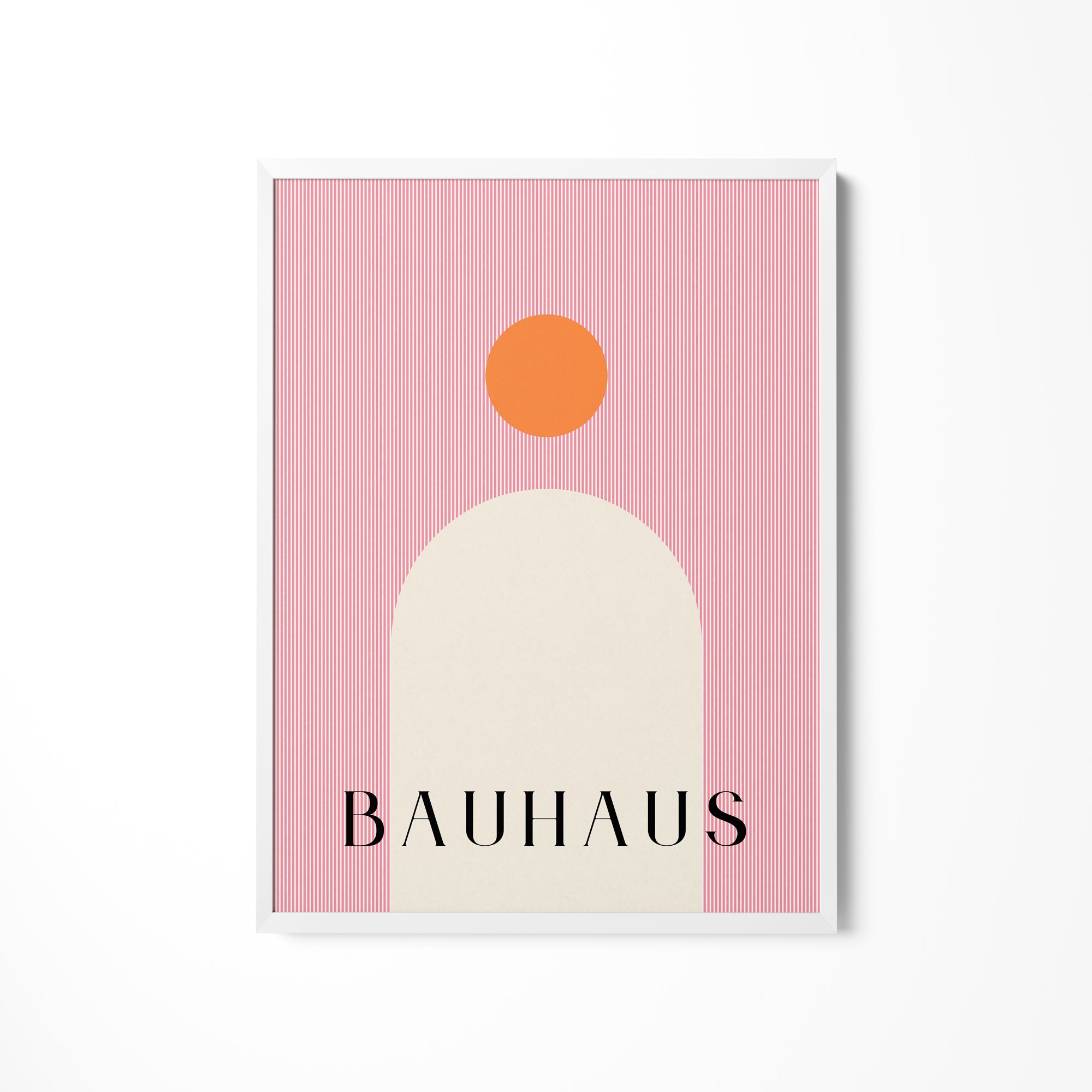 a pink poster with the word bauhaus on it