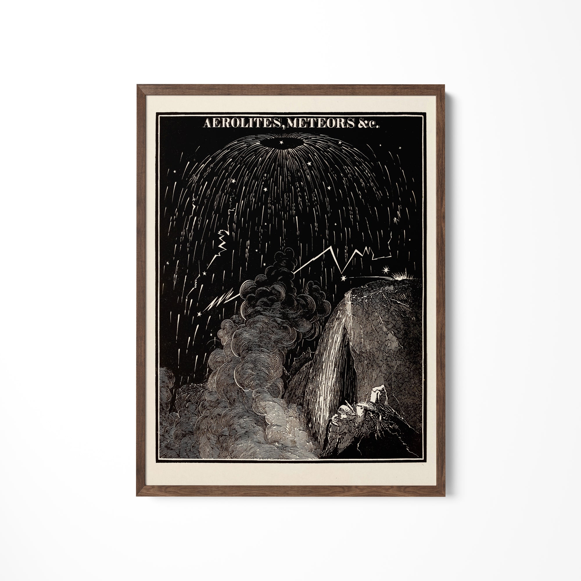 a black and white poster hanging on a wall