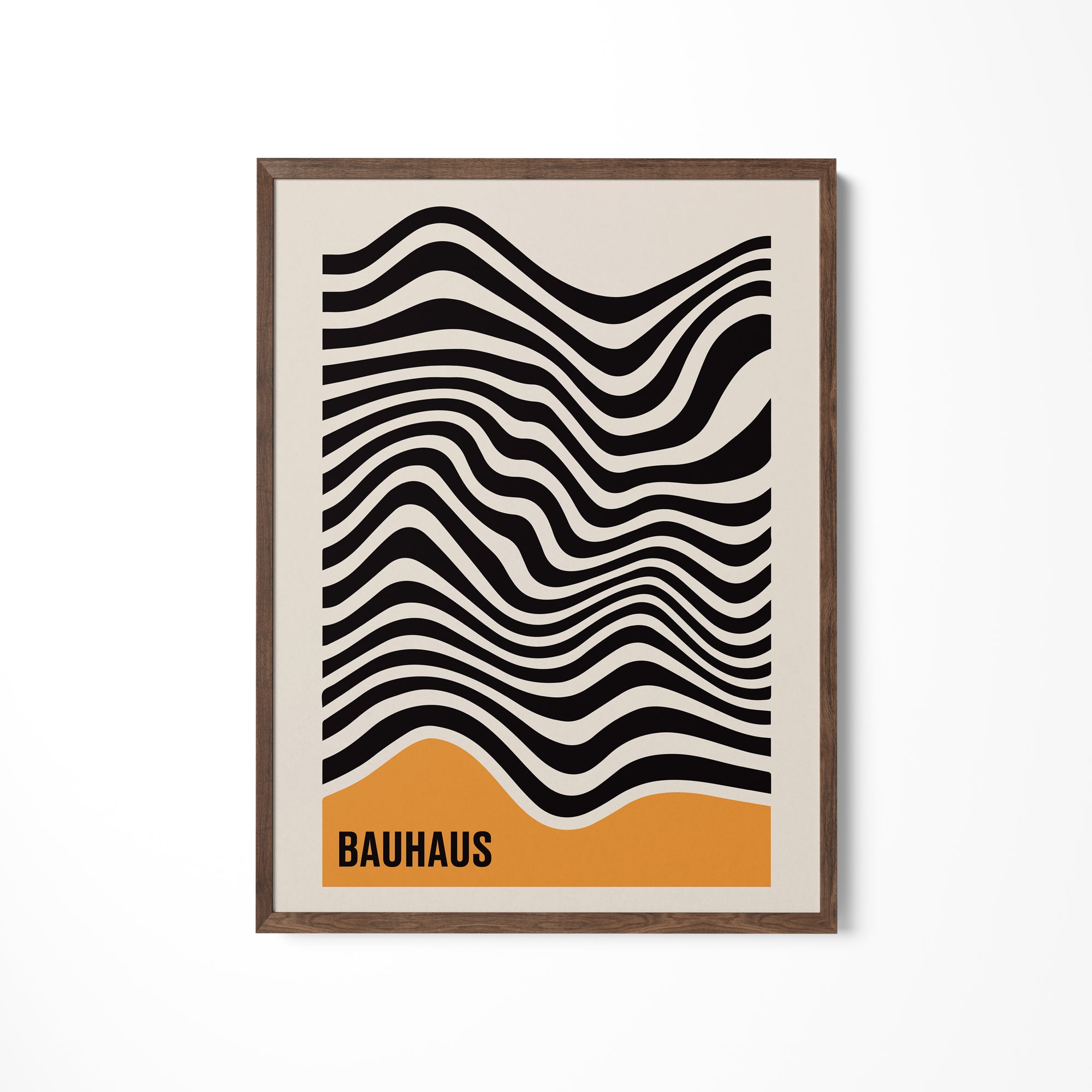 a picture of a black and white wave on a white wall