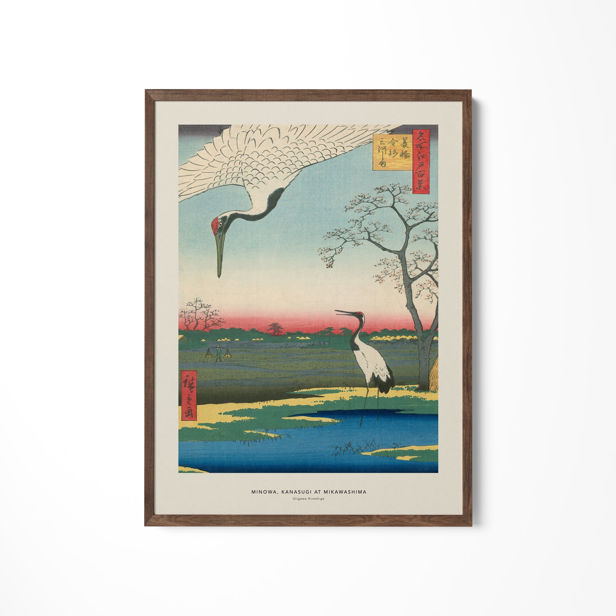 a painting of a bird flying over a body of water