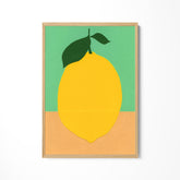 a picture of a yellow lemon on a green background