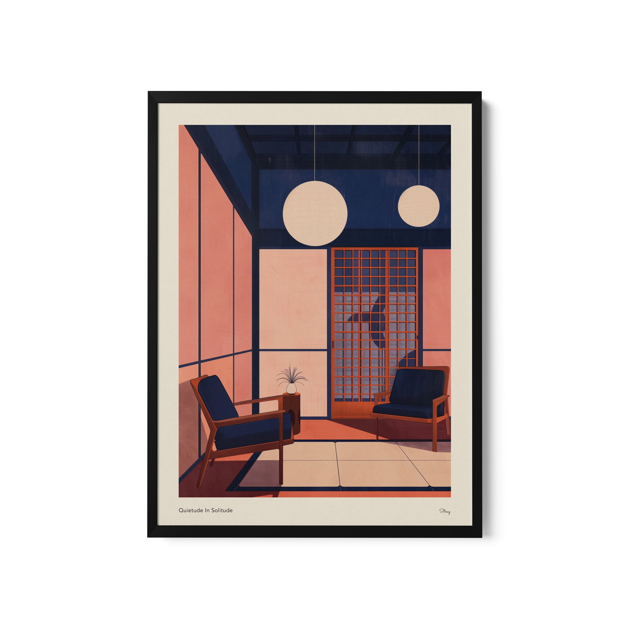 a picture of a room with two chairs and a table