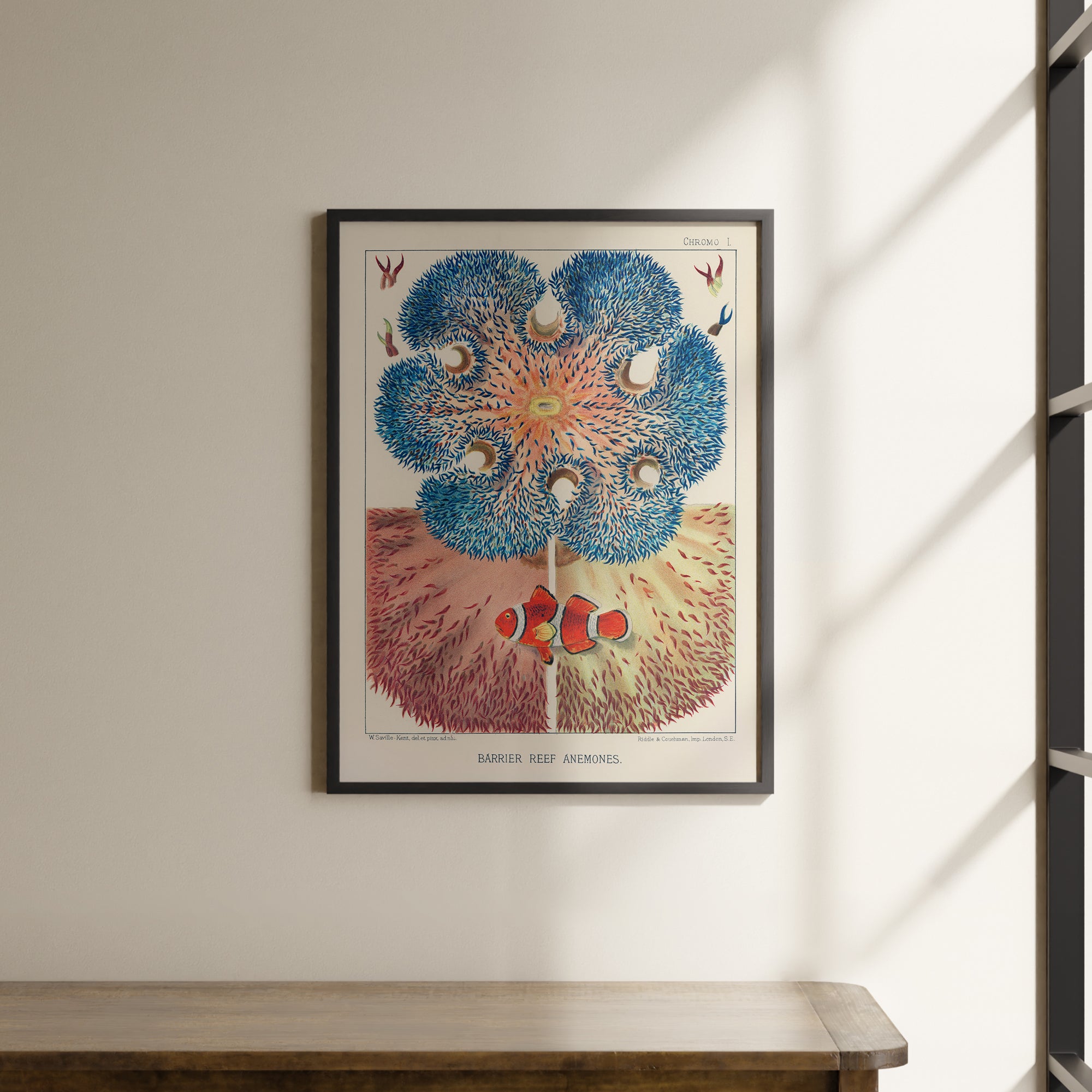 a picture hanging on the wall of a room