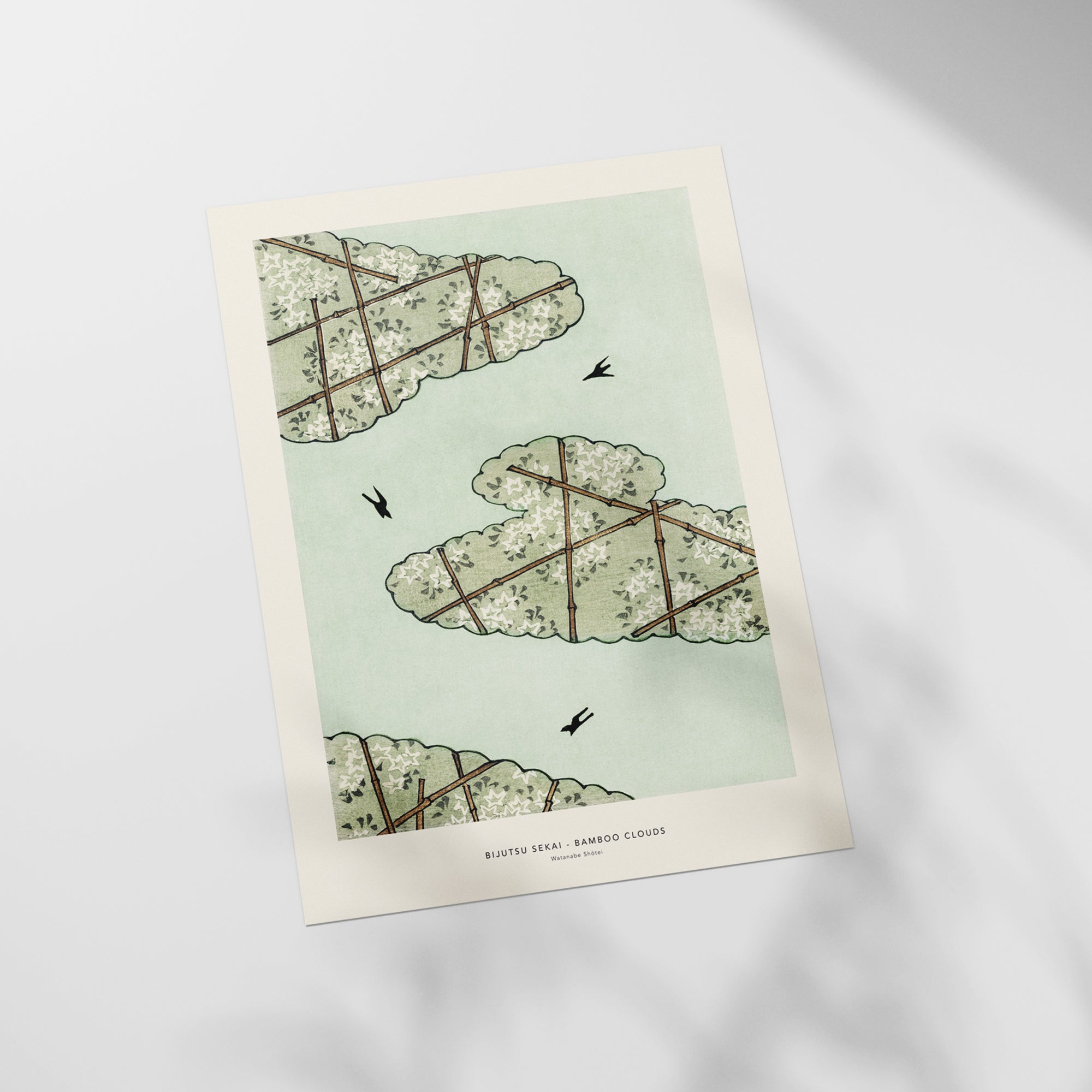 a paper with a picture of a bird flying in the sky