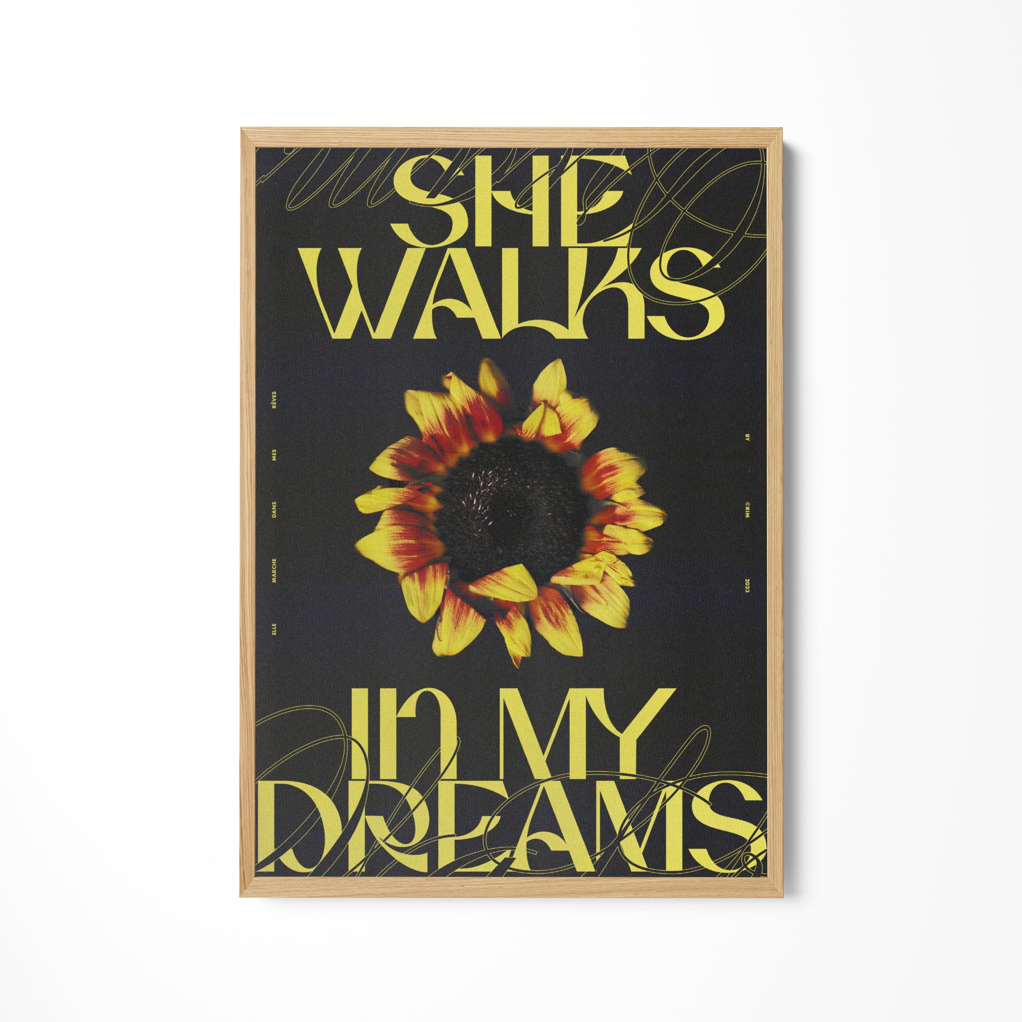 a picture of a sunflower with the words she walks it&