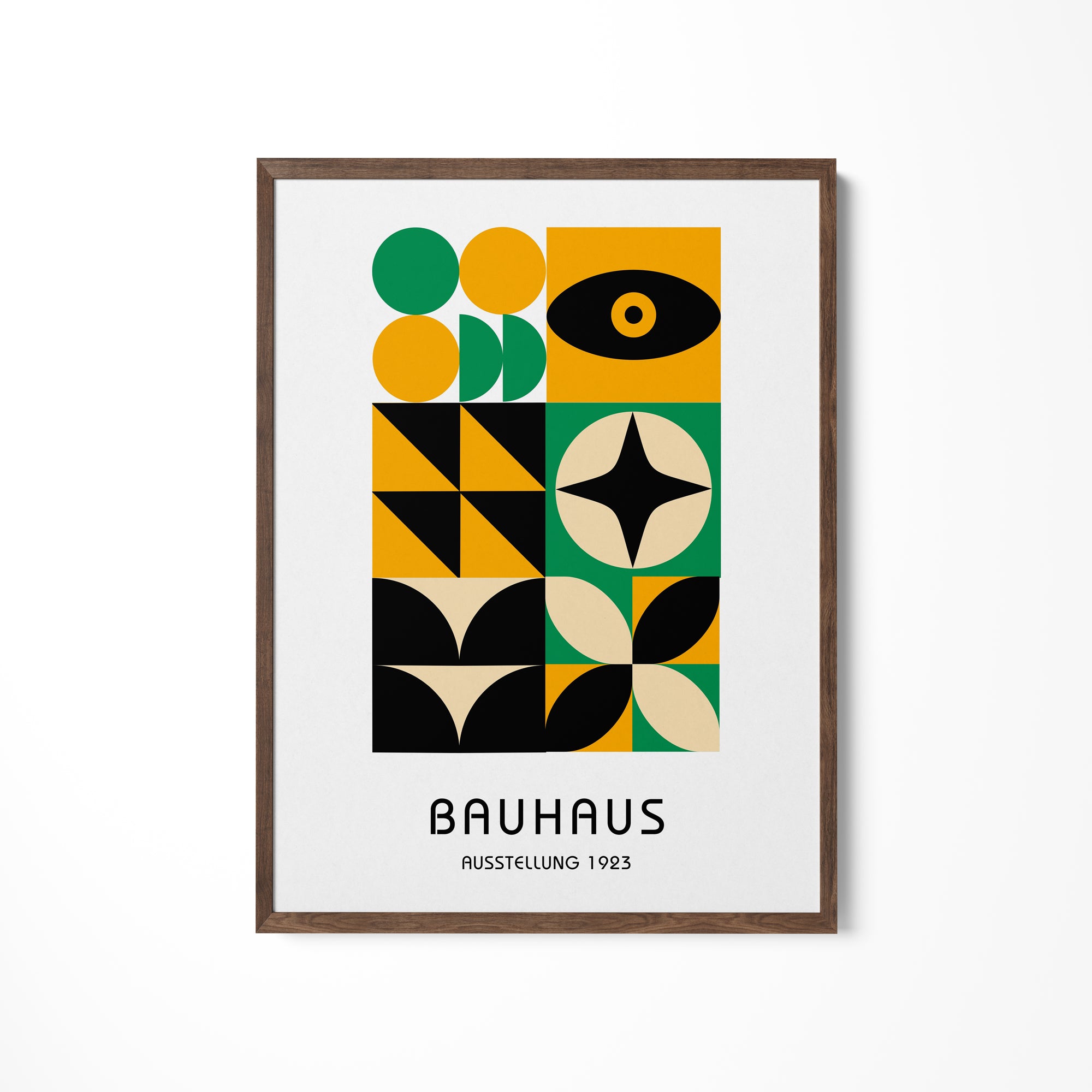 a picture hanging on a wall with the words bauhaus on it