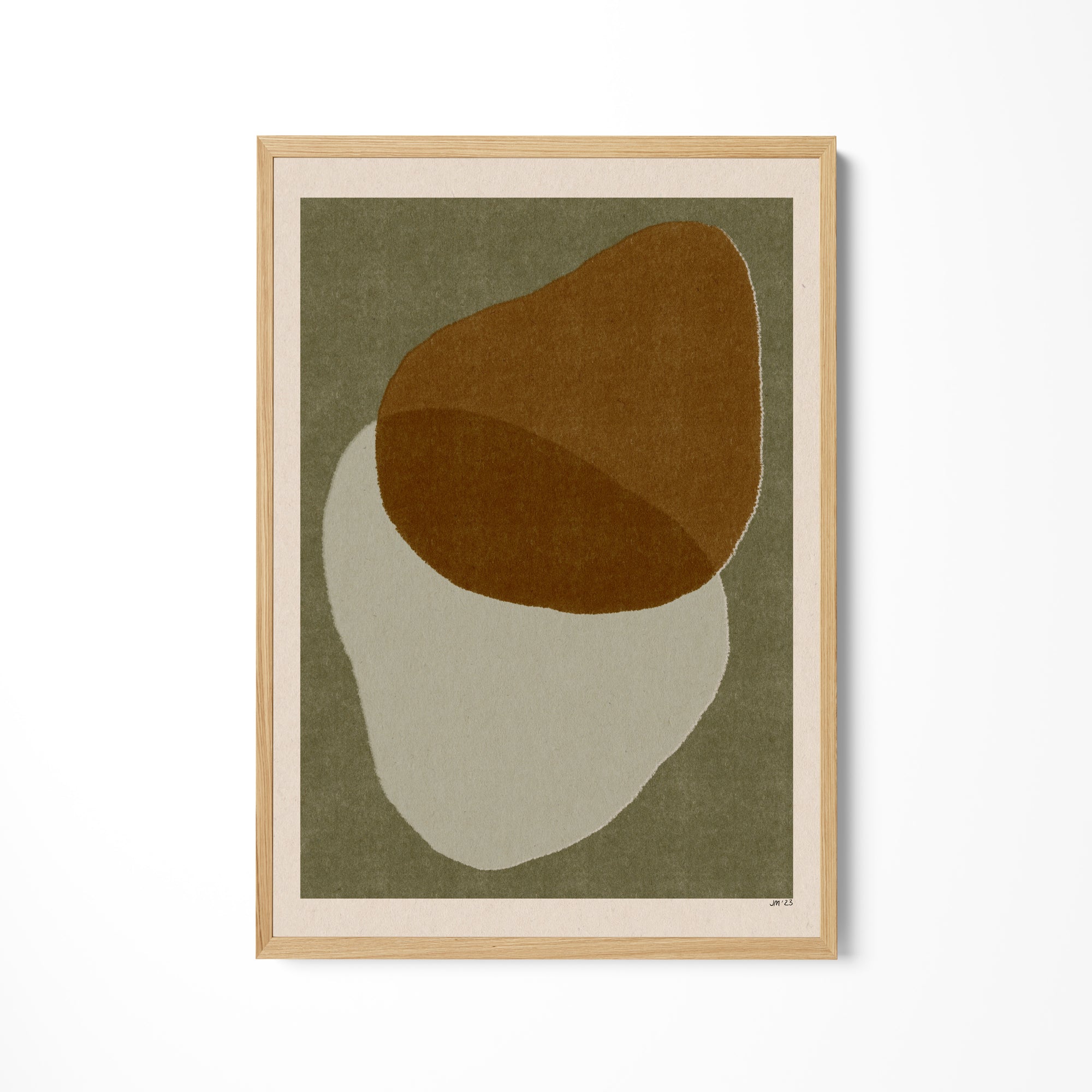 a picture of a brown and white object on a wall