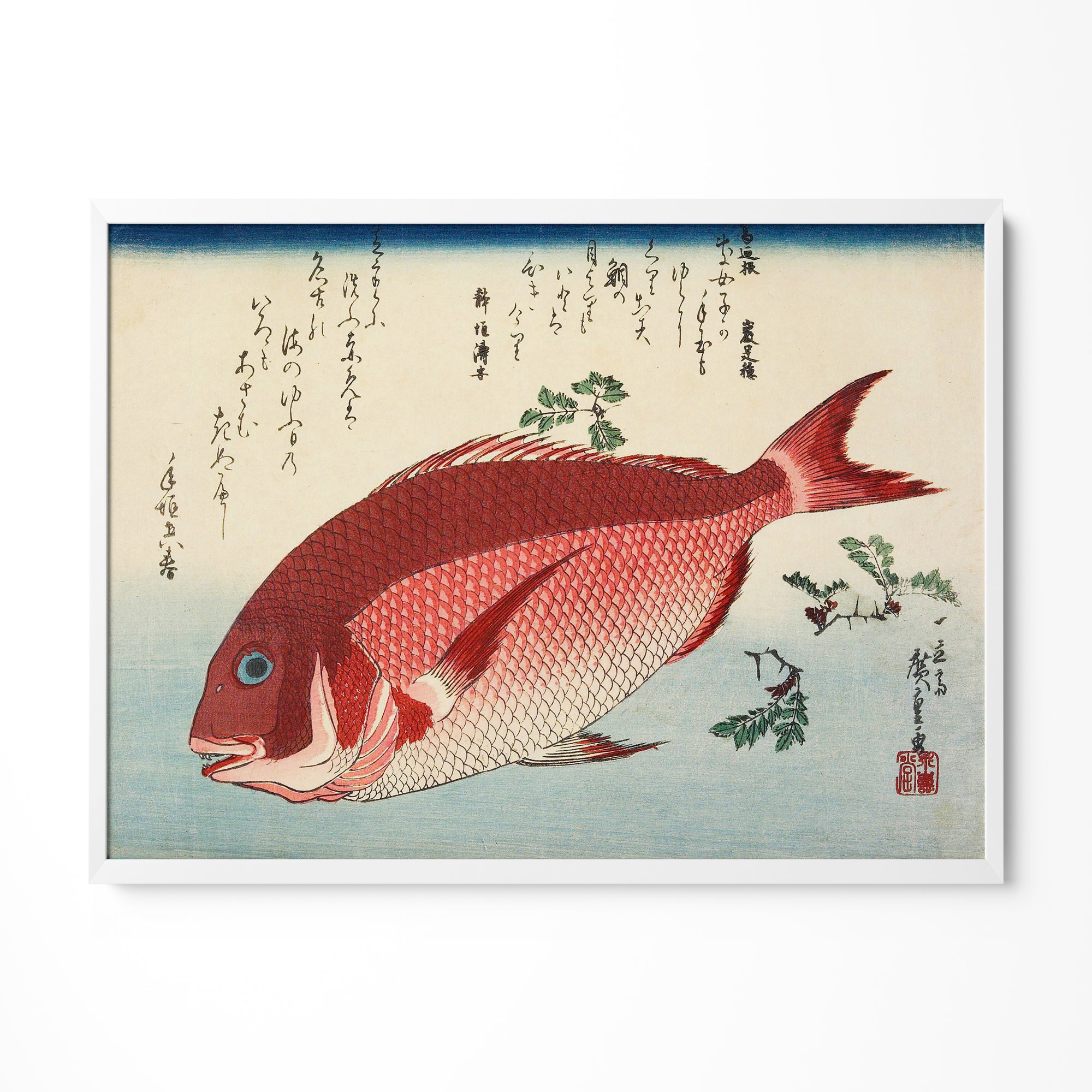 a painting of a fish on a white wall