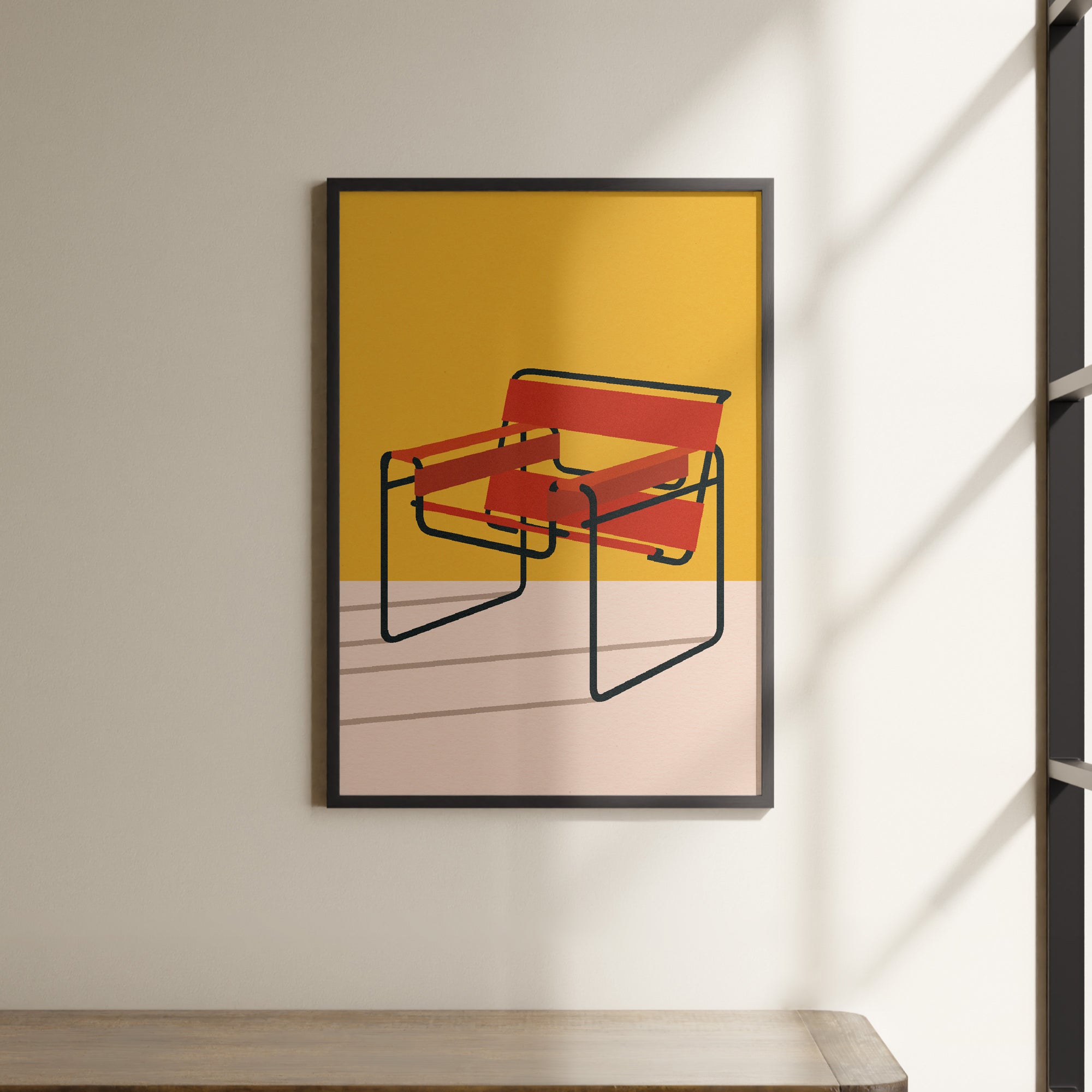 a picture of a chair hanging on a wall