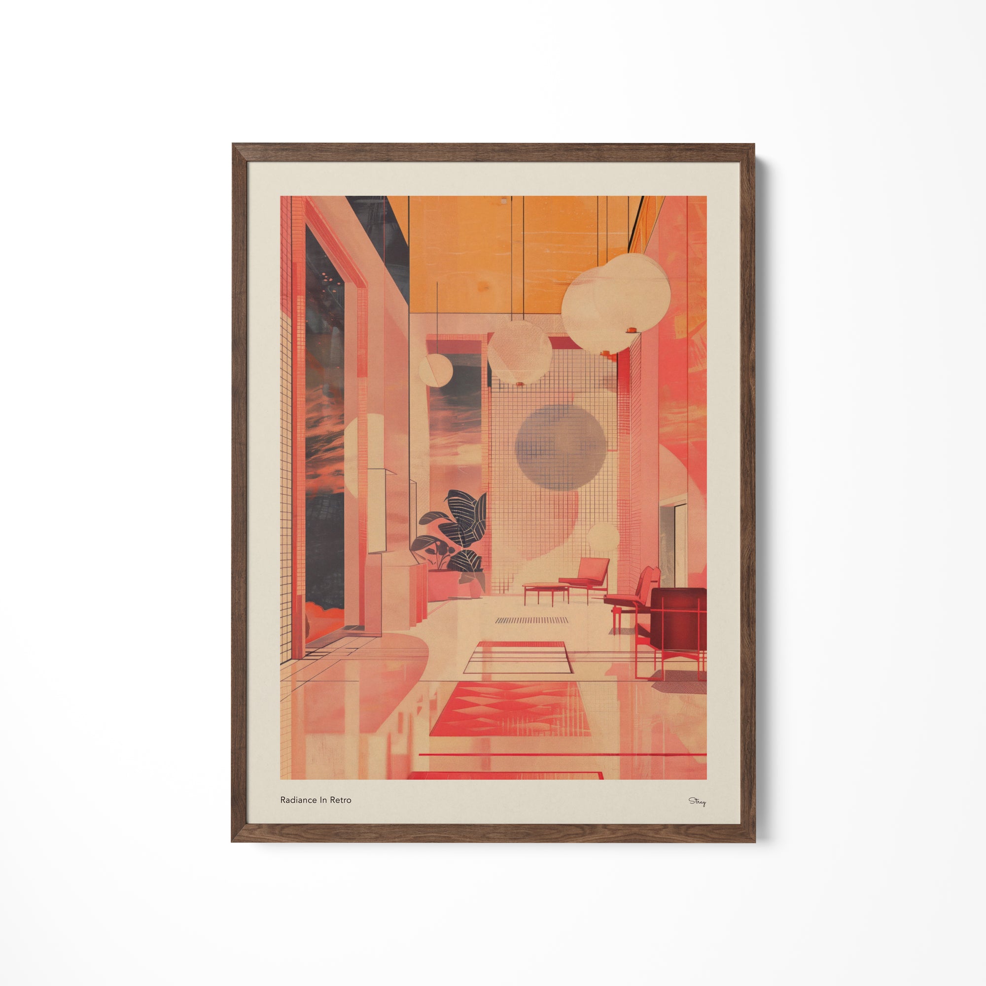 a picture of a living room with a painting on the wall