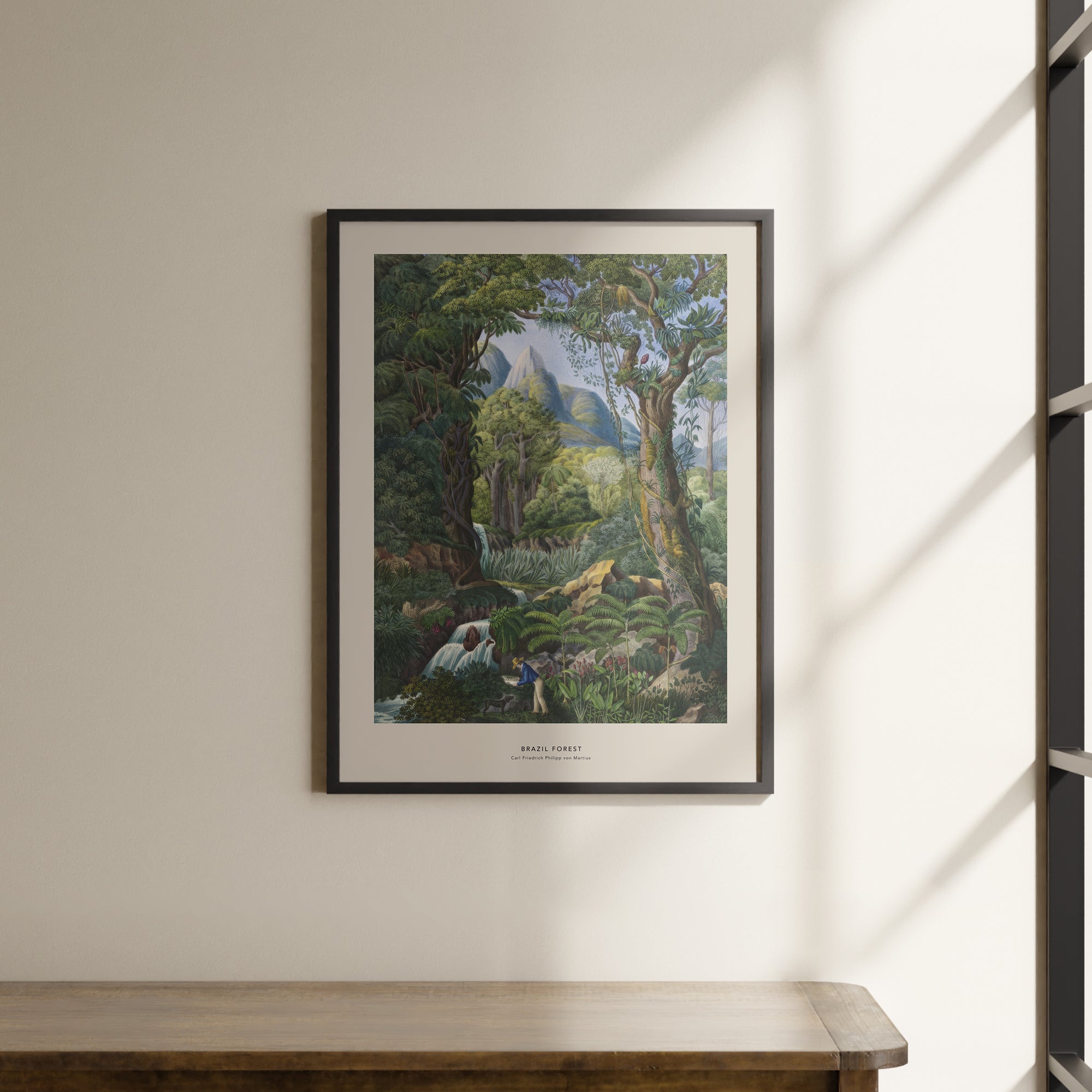 a painting hanging on the wall of a room