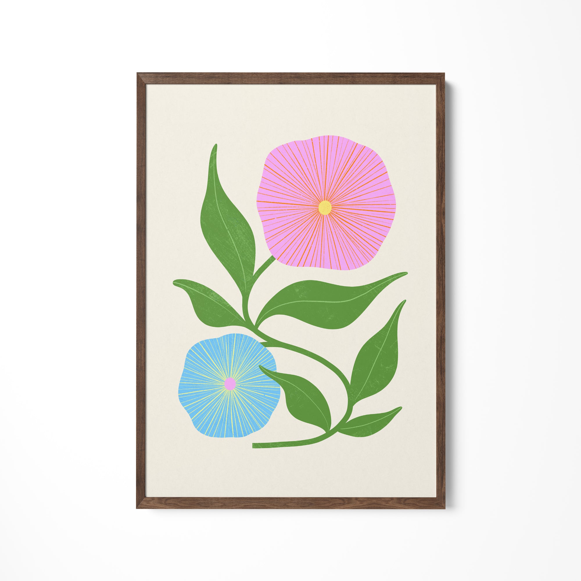 a picture of a flower on a wall