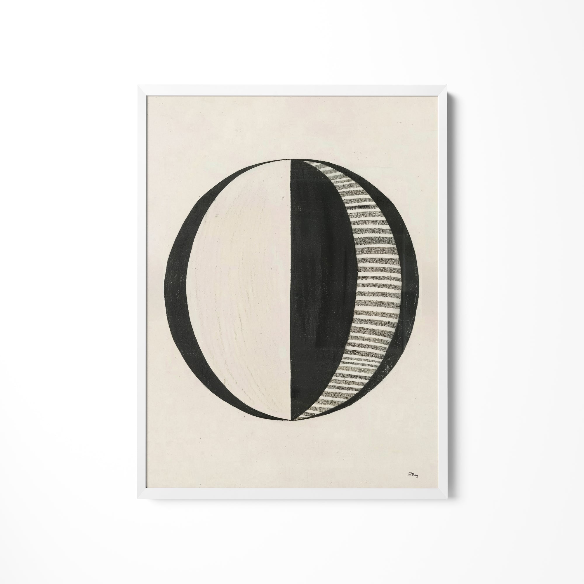 a black and white painting on a wall