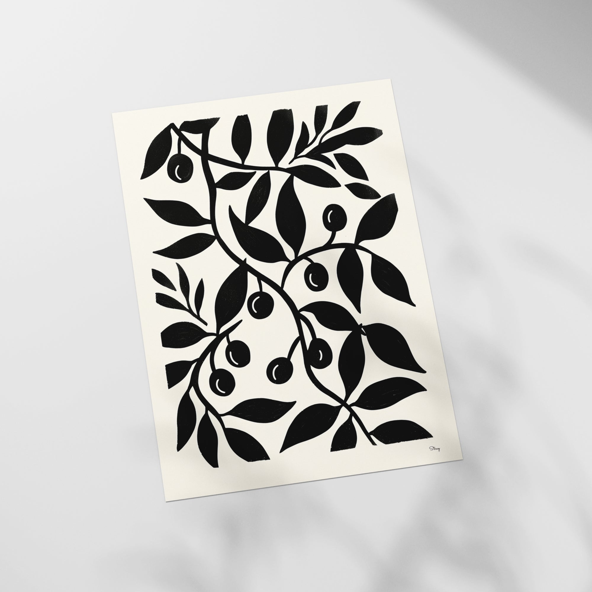 a piece of paper with a black and white design on it