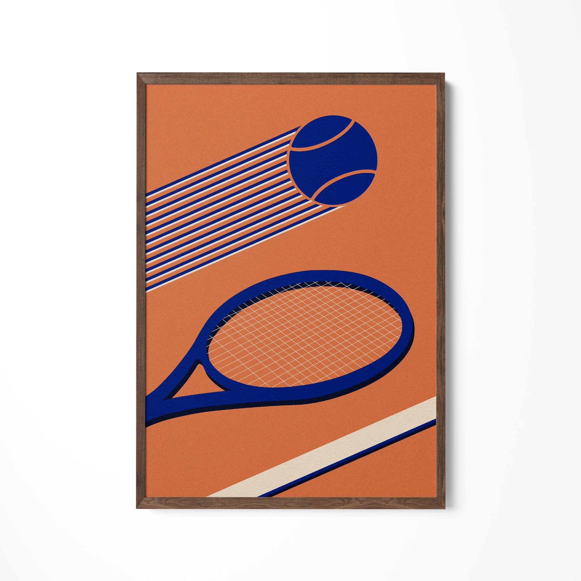 a painting of a tennis racket and ball