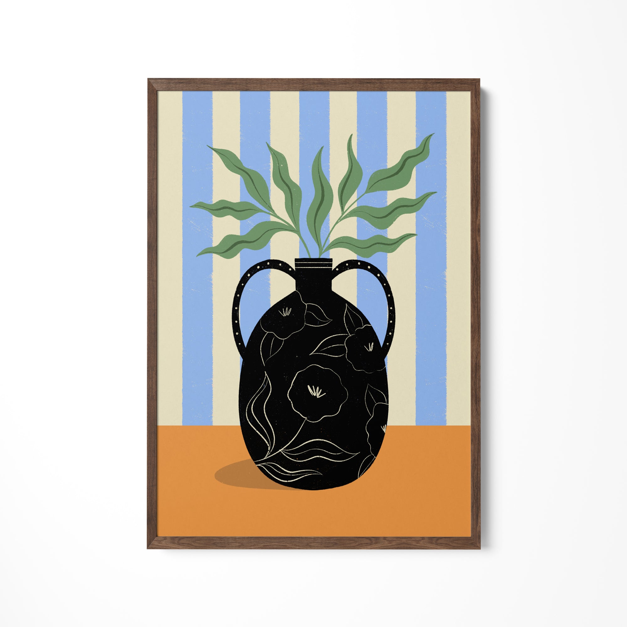 a painting of a vase with a plant in it