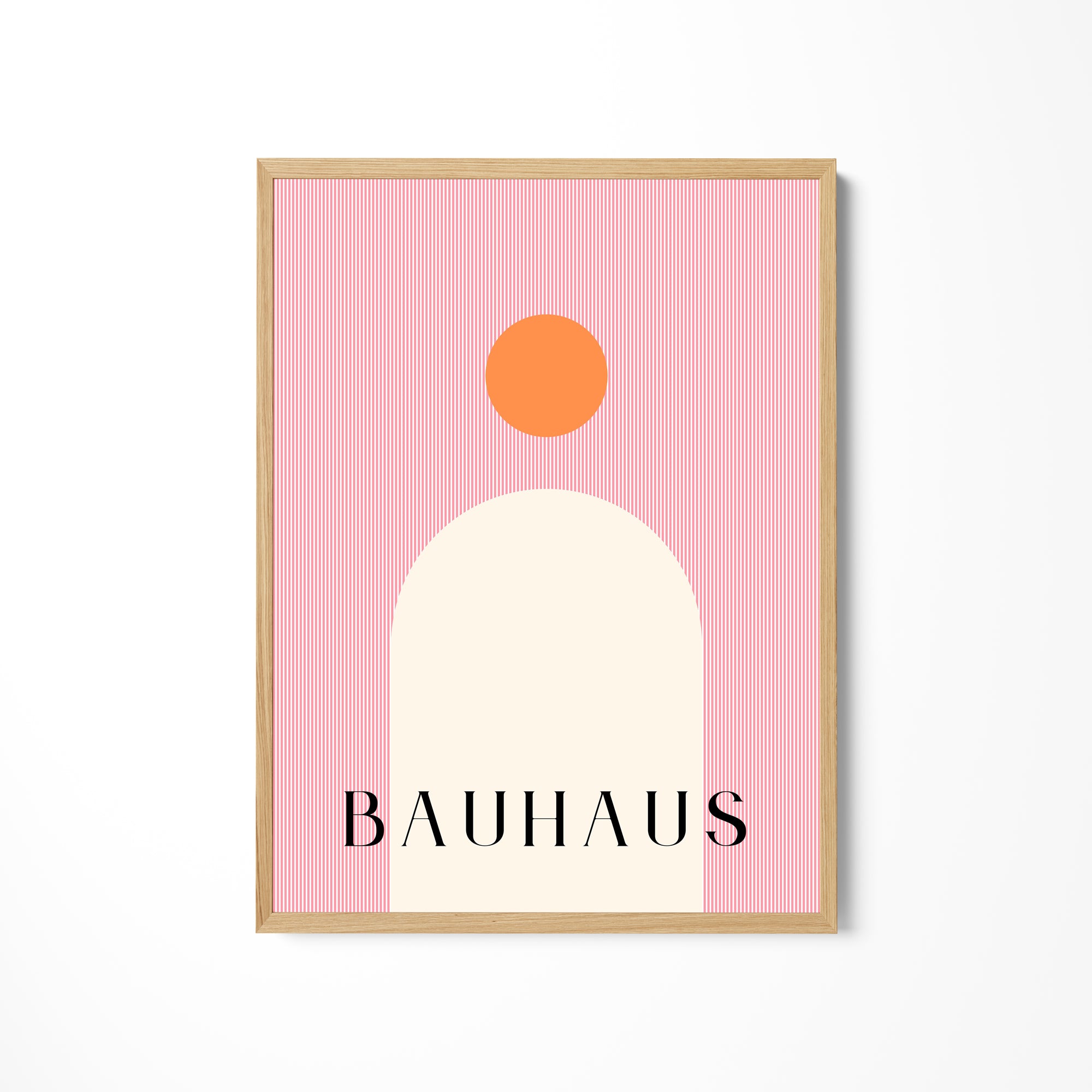 a pink poster with the word bauhaus on it