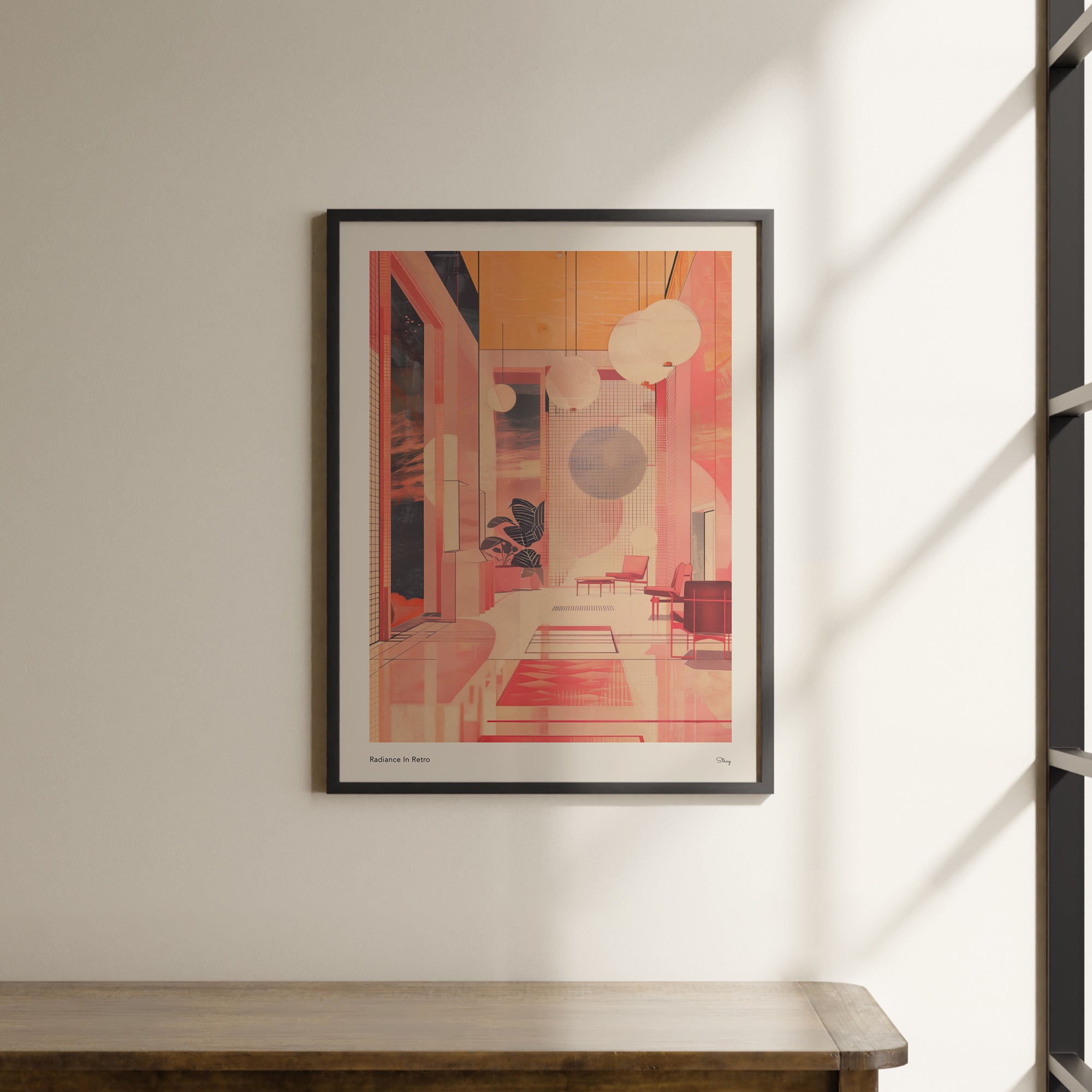 a picture hanging on the wall of a room