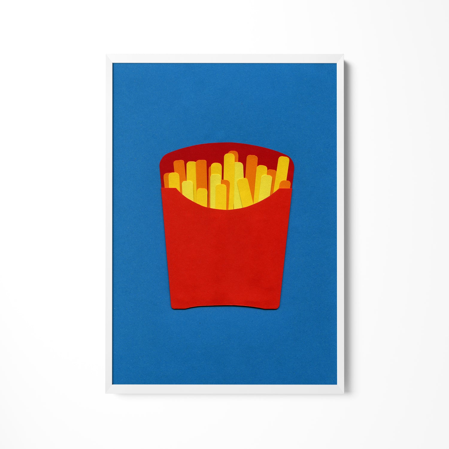 a picture of french fries on a blue background