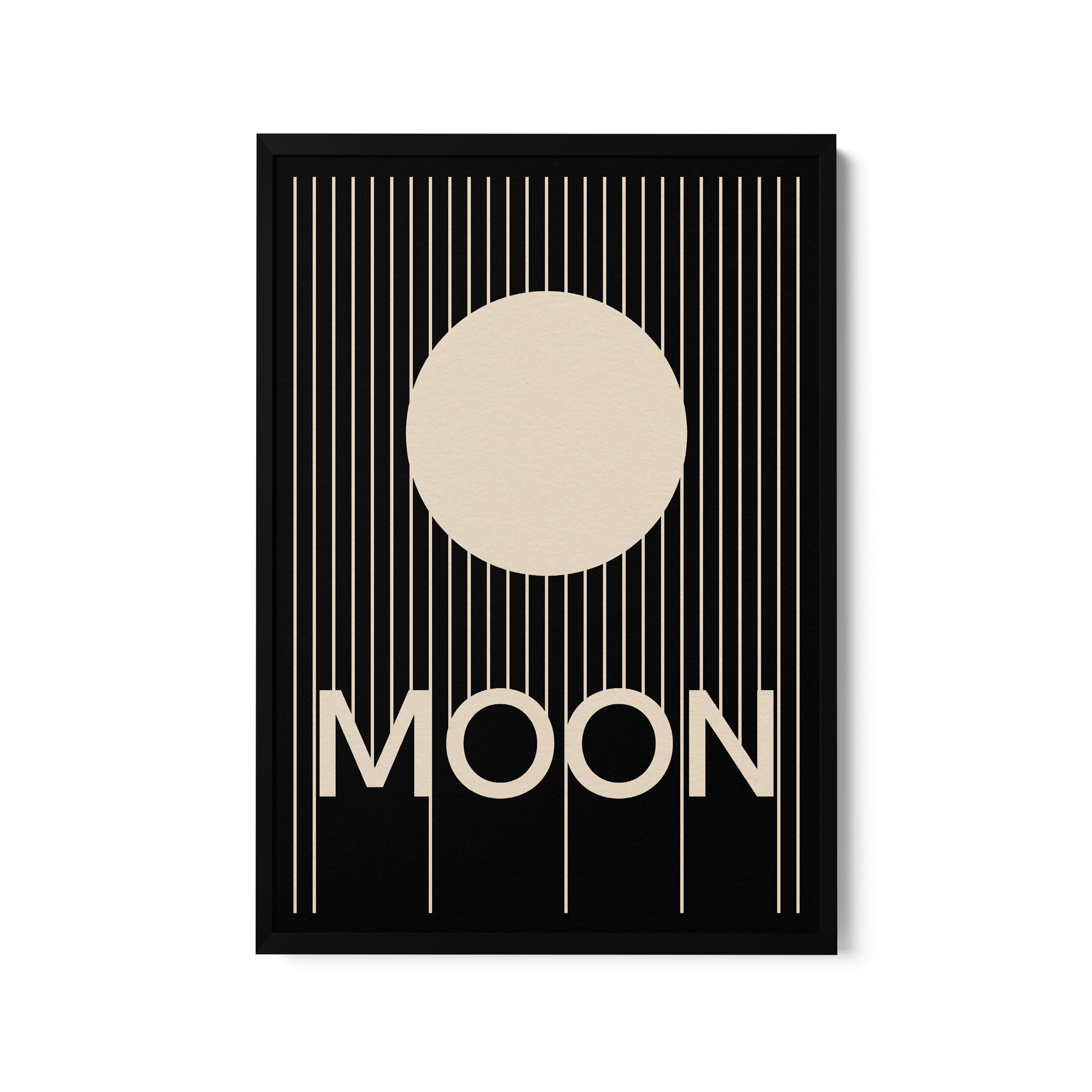 a black and white poster with the word moon on it