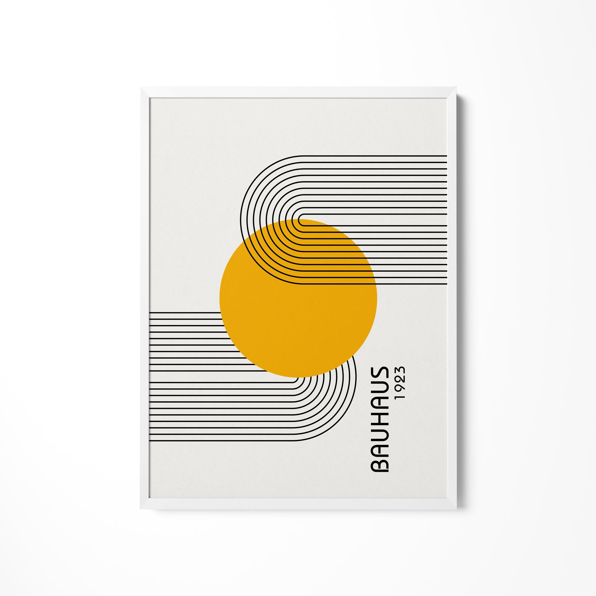 a white square with a yellow circle on it