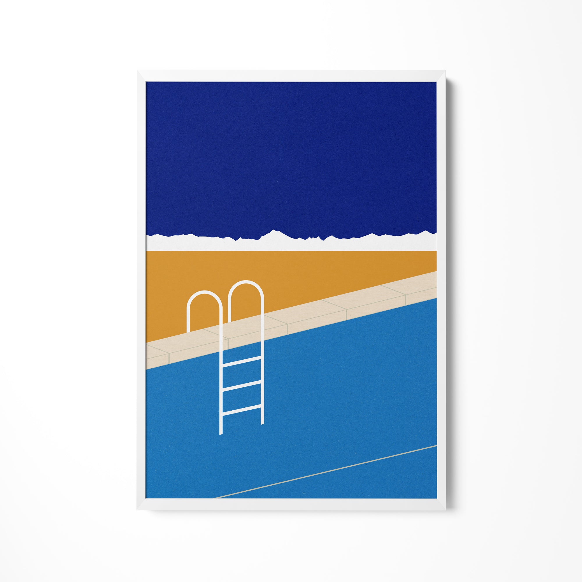 a poster of a pool with a ladder