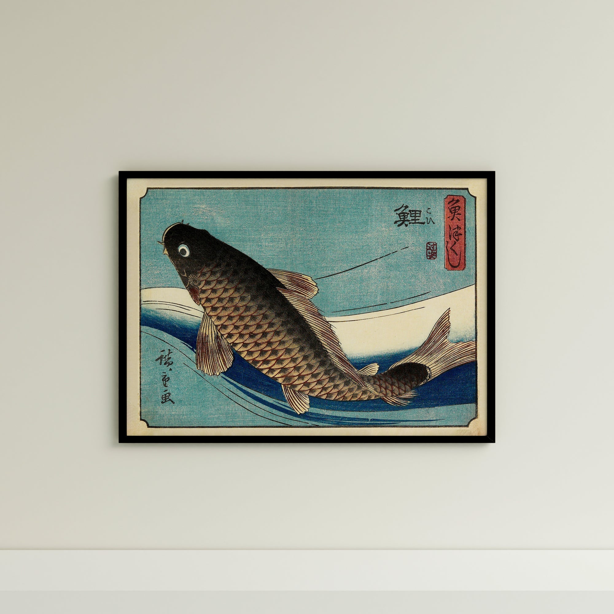 a painting of a fish on a wall