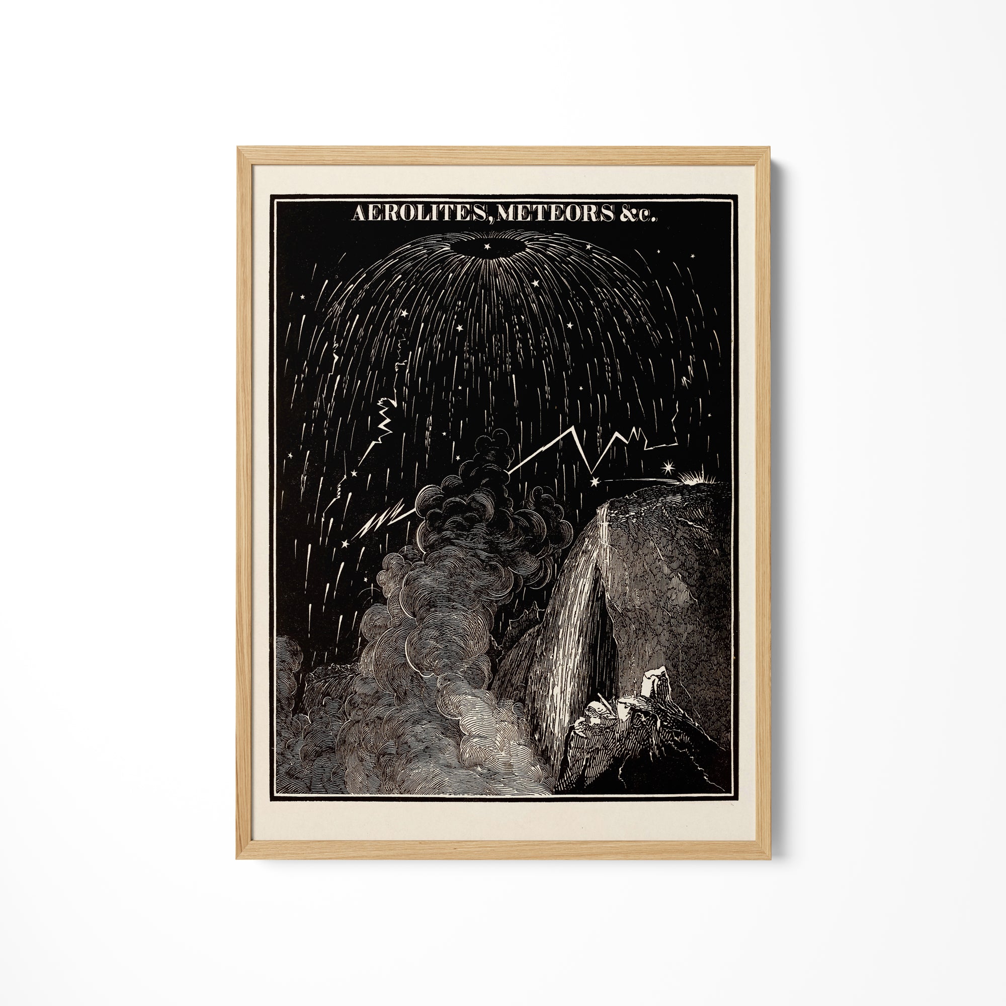 a black and white drawing of a waterfall