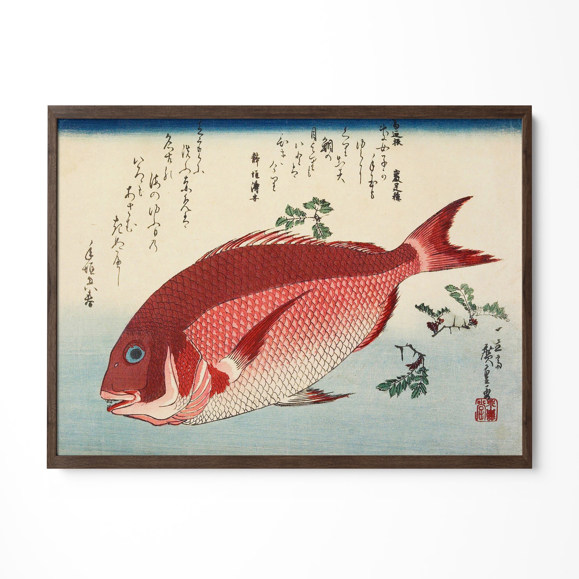 a painting of a fish on a white wall