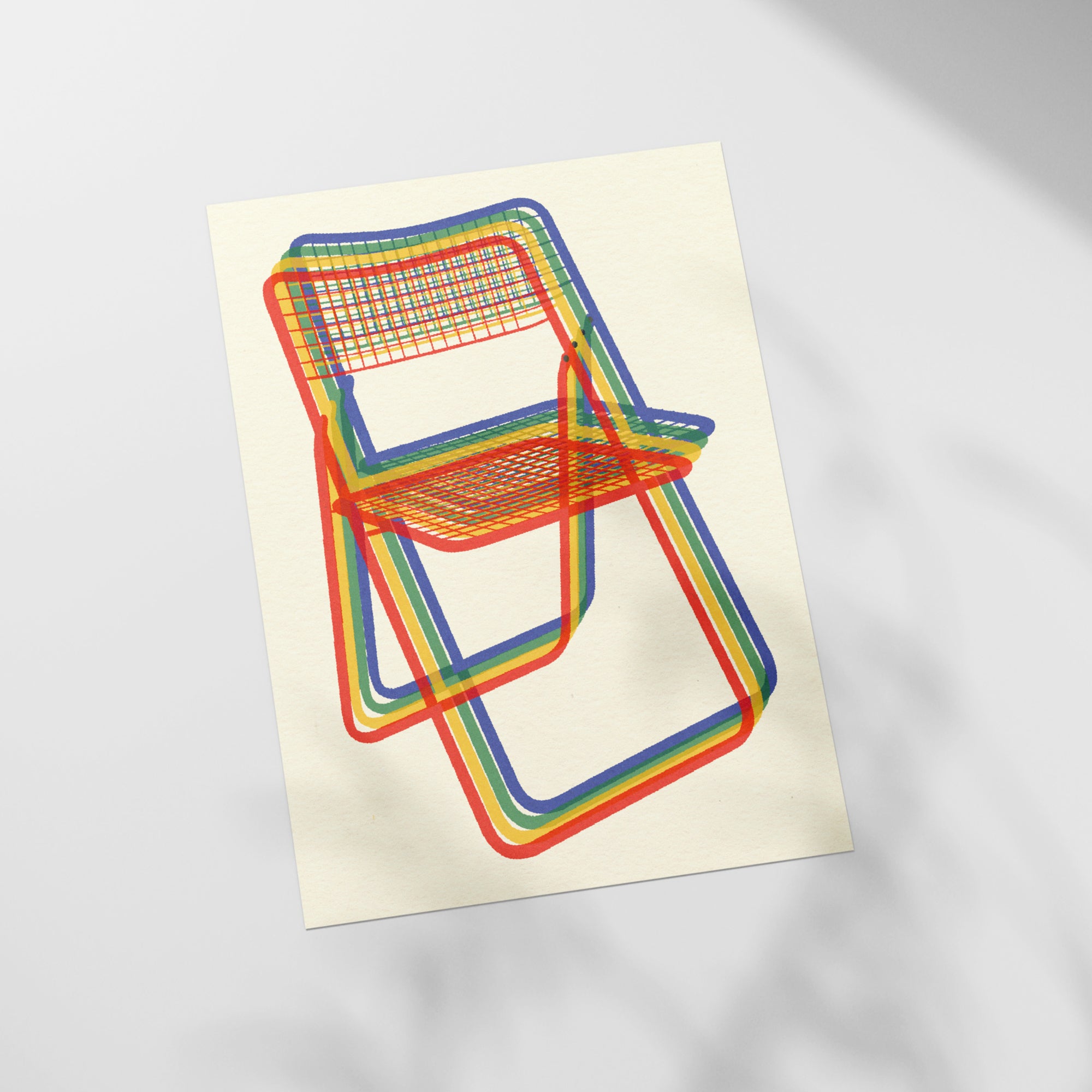 a drawing of a colorful chair on a piece of paper