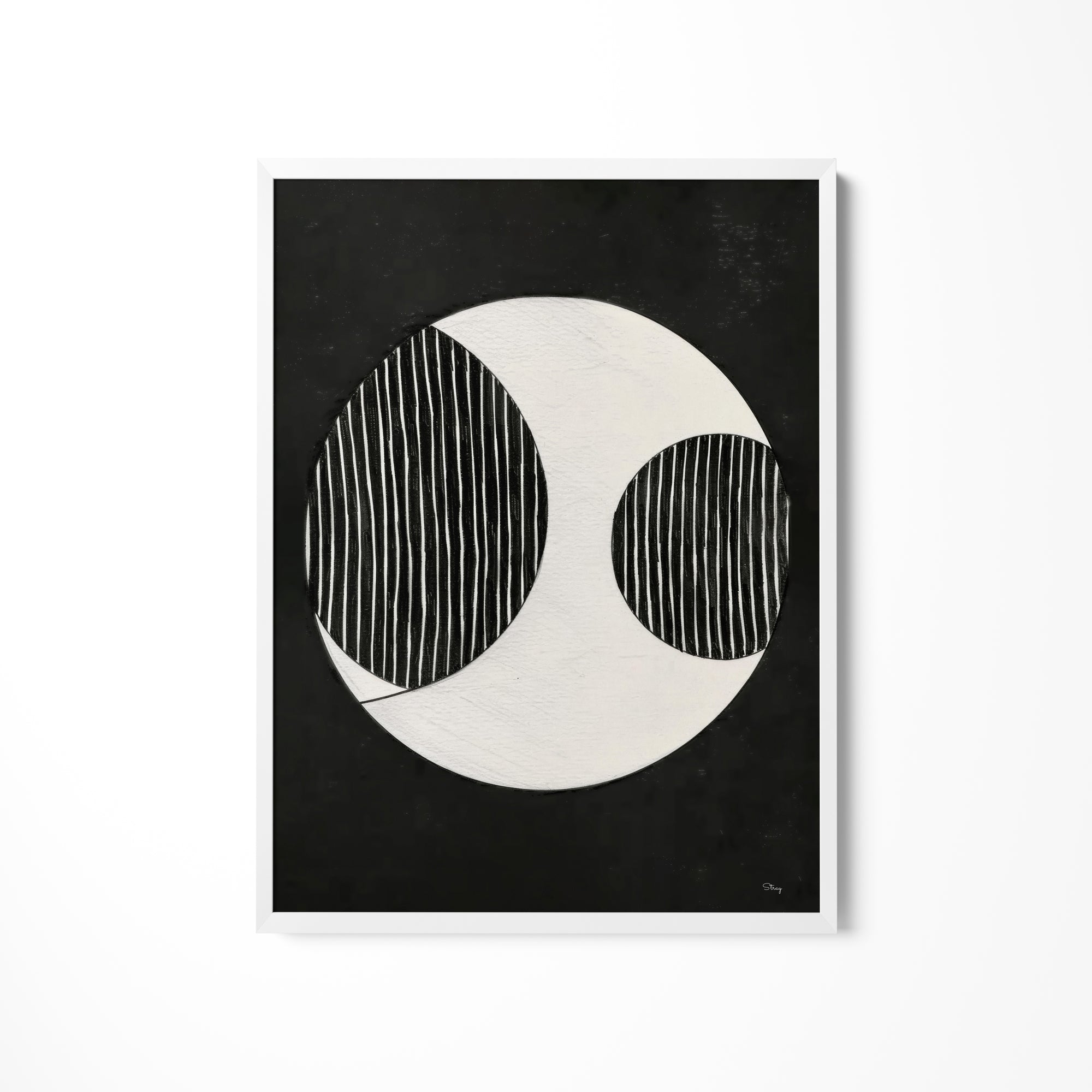 a black and white painting on a wall