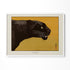a picture of a black cat on a yellow background