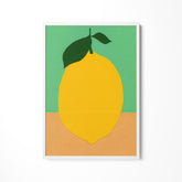 a picture of a yellow lemon on a green background