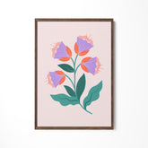 a painting of flowers on a pink background