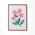 a painting of flowers on a pink background