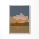 a painting hanging on a wall next to a white wall