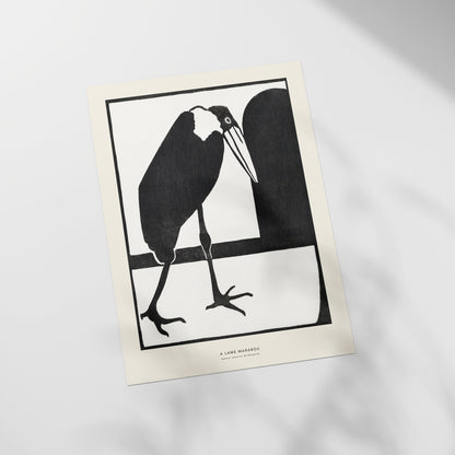 a black and white picture of a bird sitting on a window sill