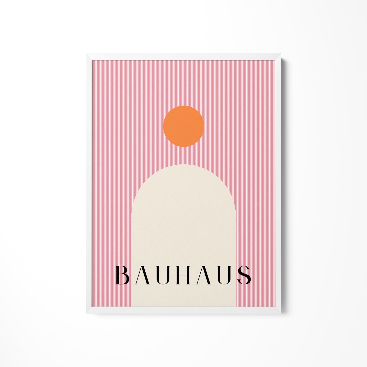 a pink poster with the word bauhaus on it