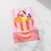 a picture of a bowl of fruit on a table