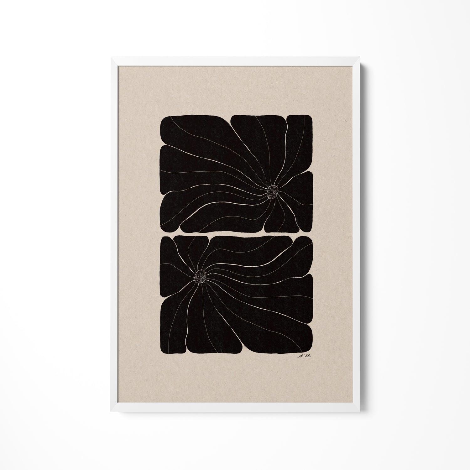 a black and white drawing of a flower