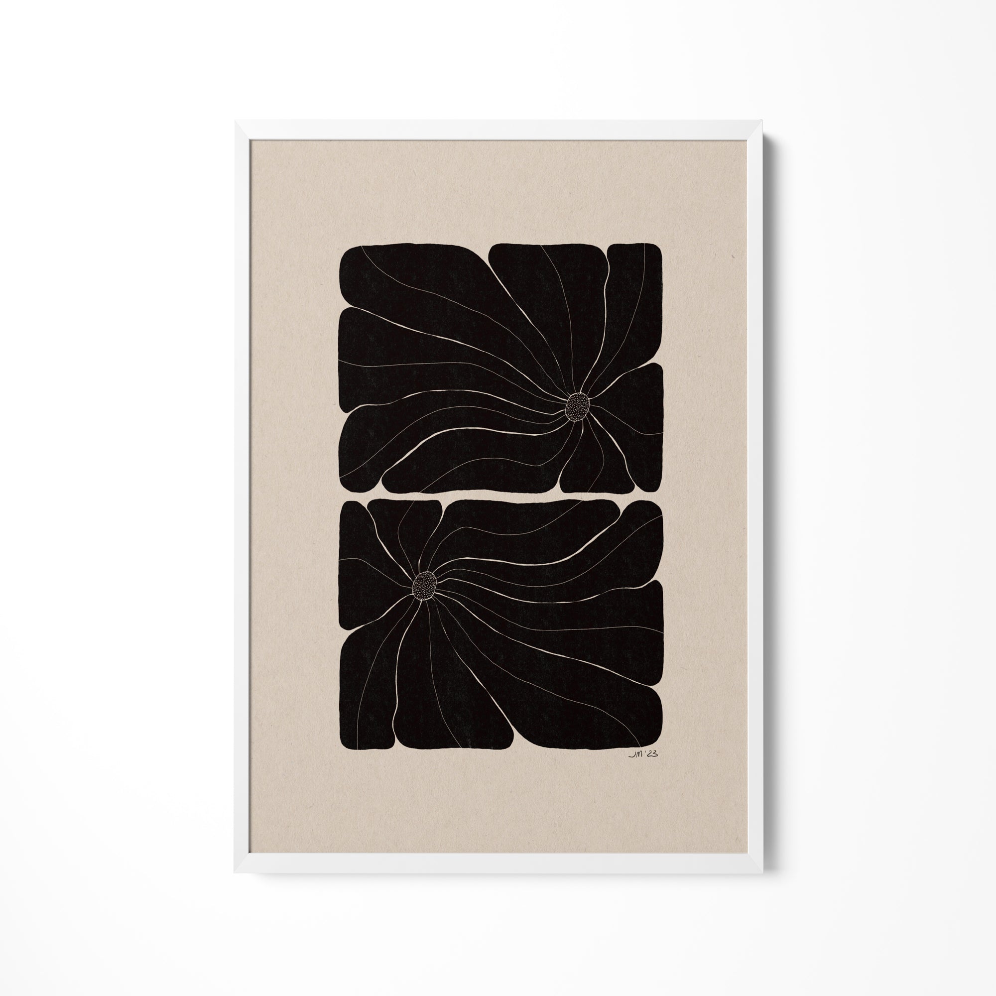 a black and white drawing of a flower