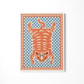 a picture of a tiger on a checkered background