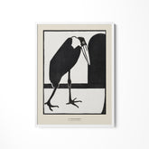 a black and white drawing of a bird
