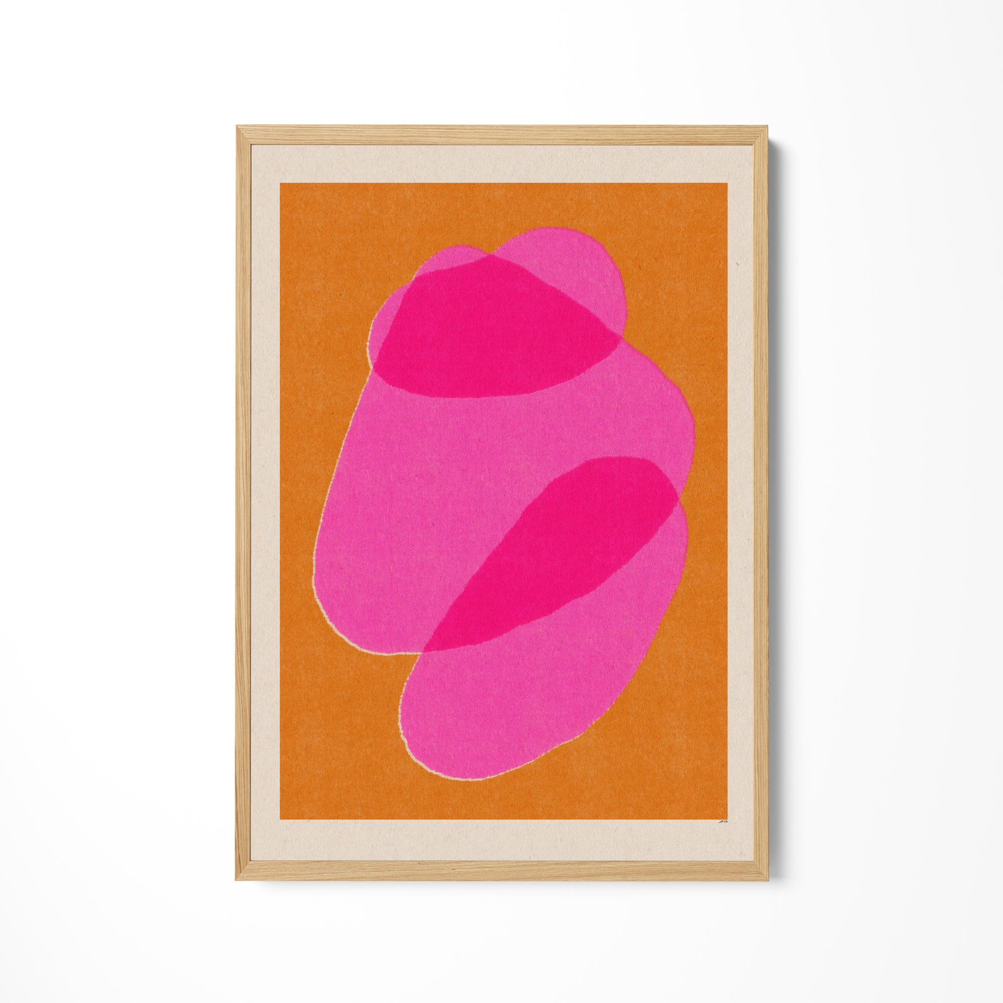 a picture of a pink object on an orange background
